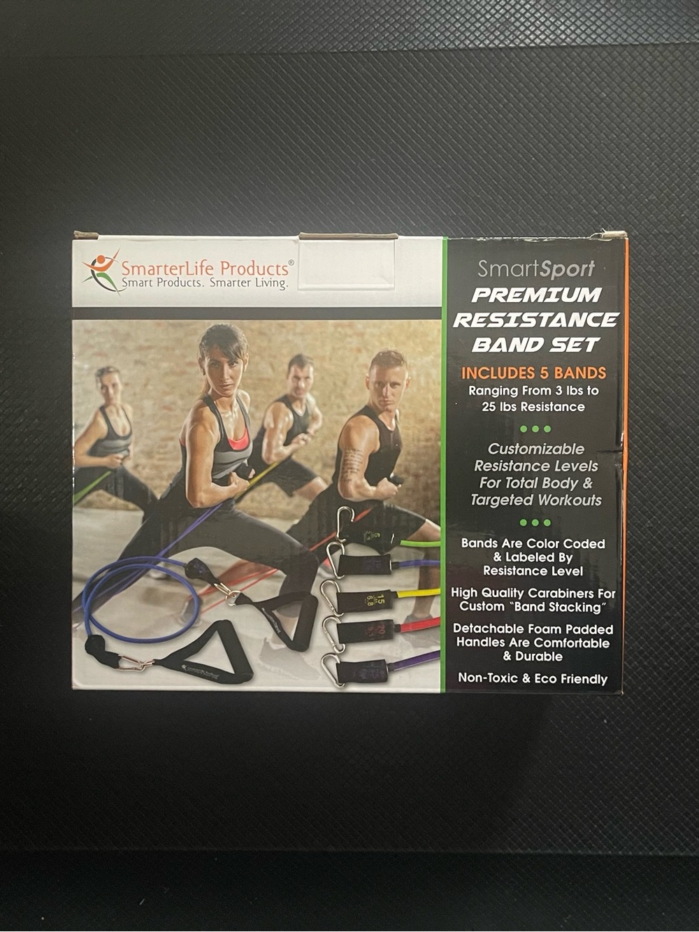 SmarterLife SmartSport Premium Resistance Band Set - Black with Multicolor Bands